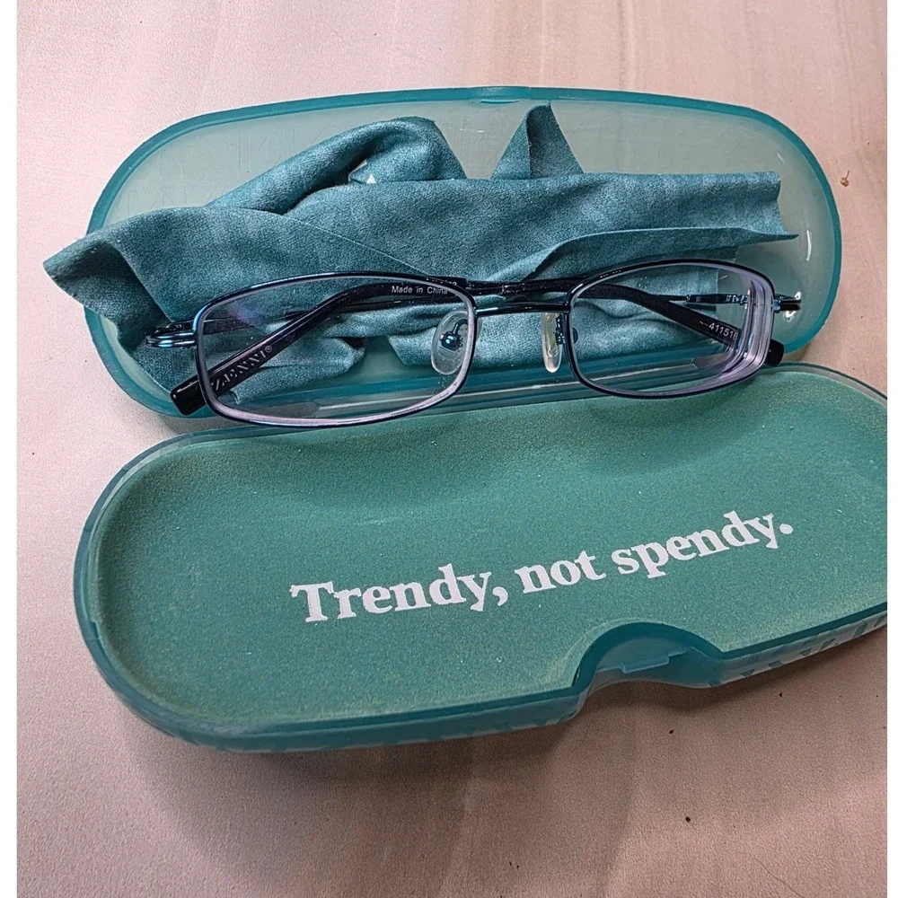 Zenni Optical 411516 Blue Rectangular Frames Only Full‎ Rim Frame with Case D1
